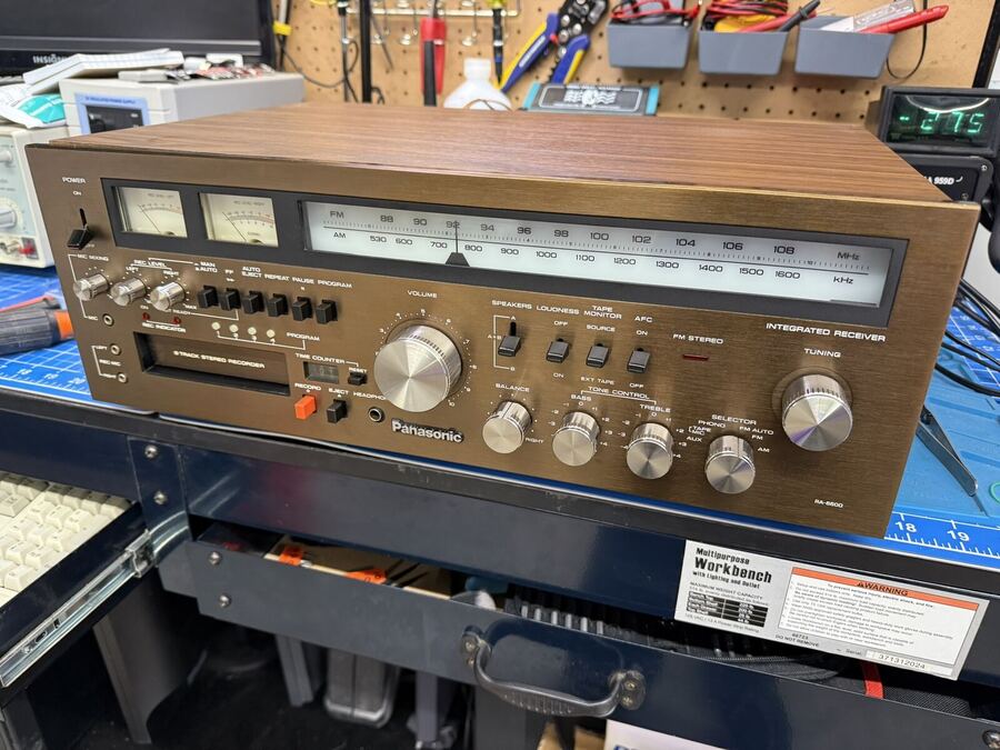 Silver-faced receiver in a walnut case